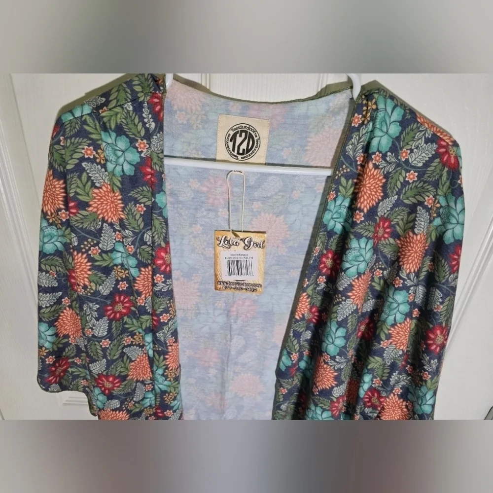 NWT Womens Floral Stretchy Cardigan Kimono Large